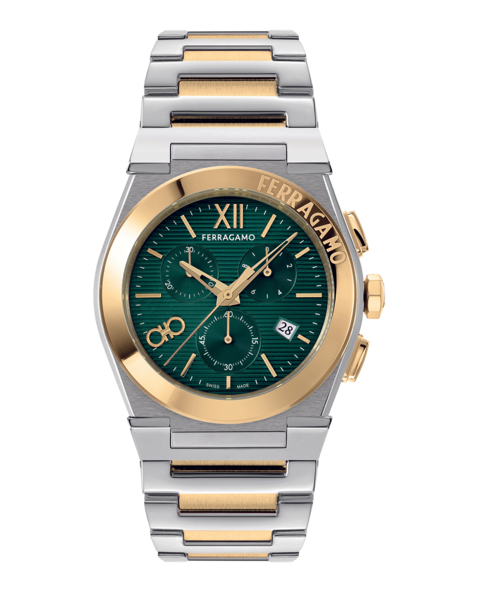 

Часы Vega Chrono Salvatore Ferragamo, цвет two tone/two tone/green
