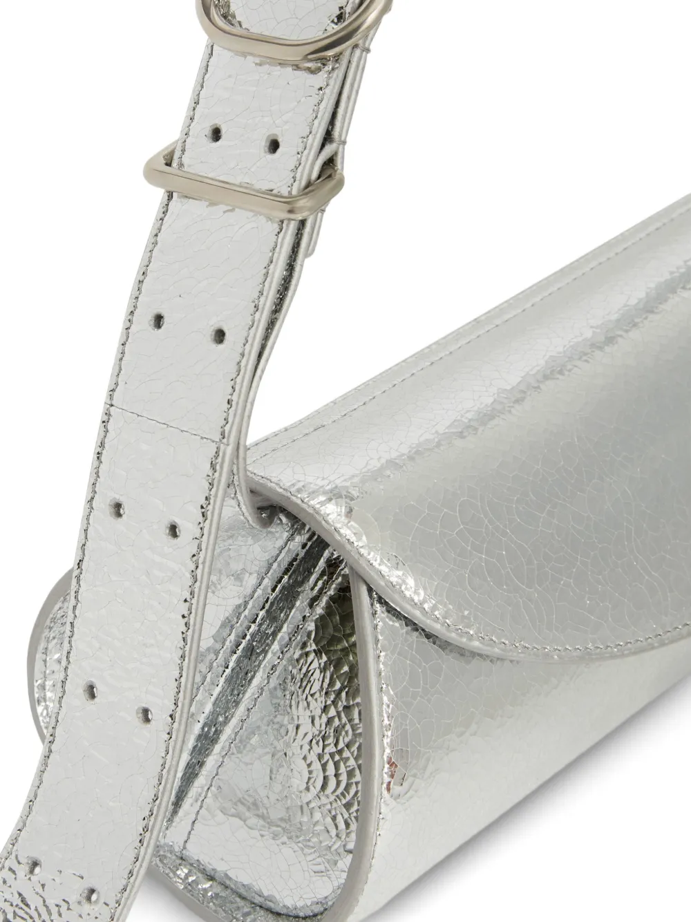 Маленькая сумка на плечо Cannolo с жатым эффектом Jil Sander, серебристый — фото 3