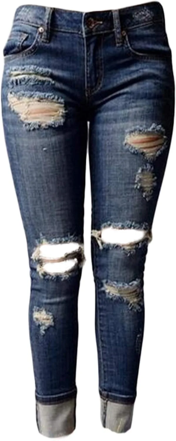

Andongnywell Plus Size джинсы женские High Waisted Ripped Skinny