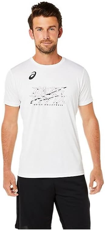 

Мужская волейбольная футболка ASICS с коротким рукавом 2051A296, белый/черный