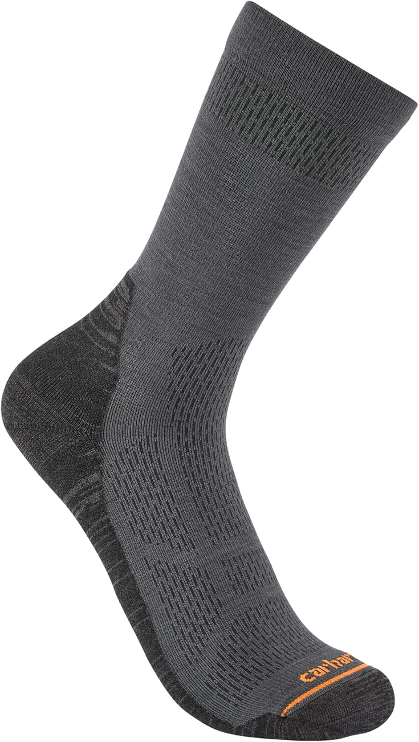 

Carhartt мужские легкие носки Crew из смеси синтетики и мериносовой шерсти, Grey