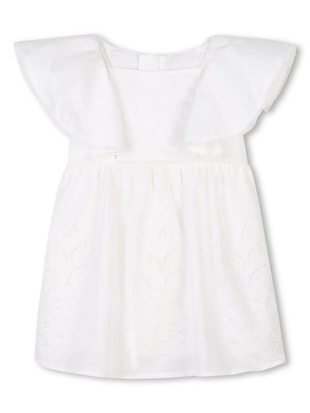 

Комплект из платья и шапки с вышивкой Chloé Kids, белый