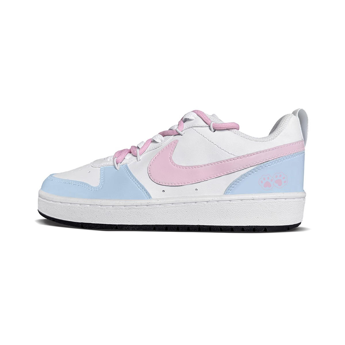 

Court Borough Ice Blue Kitten Abrasion Resistant Low top детские скейтбордические кроссовки Unisex Nike, белый/розовый/синий