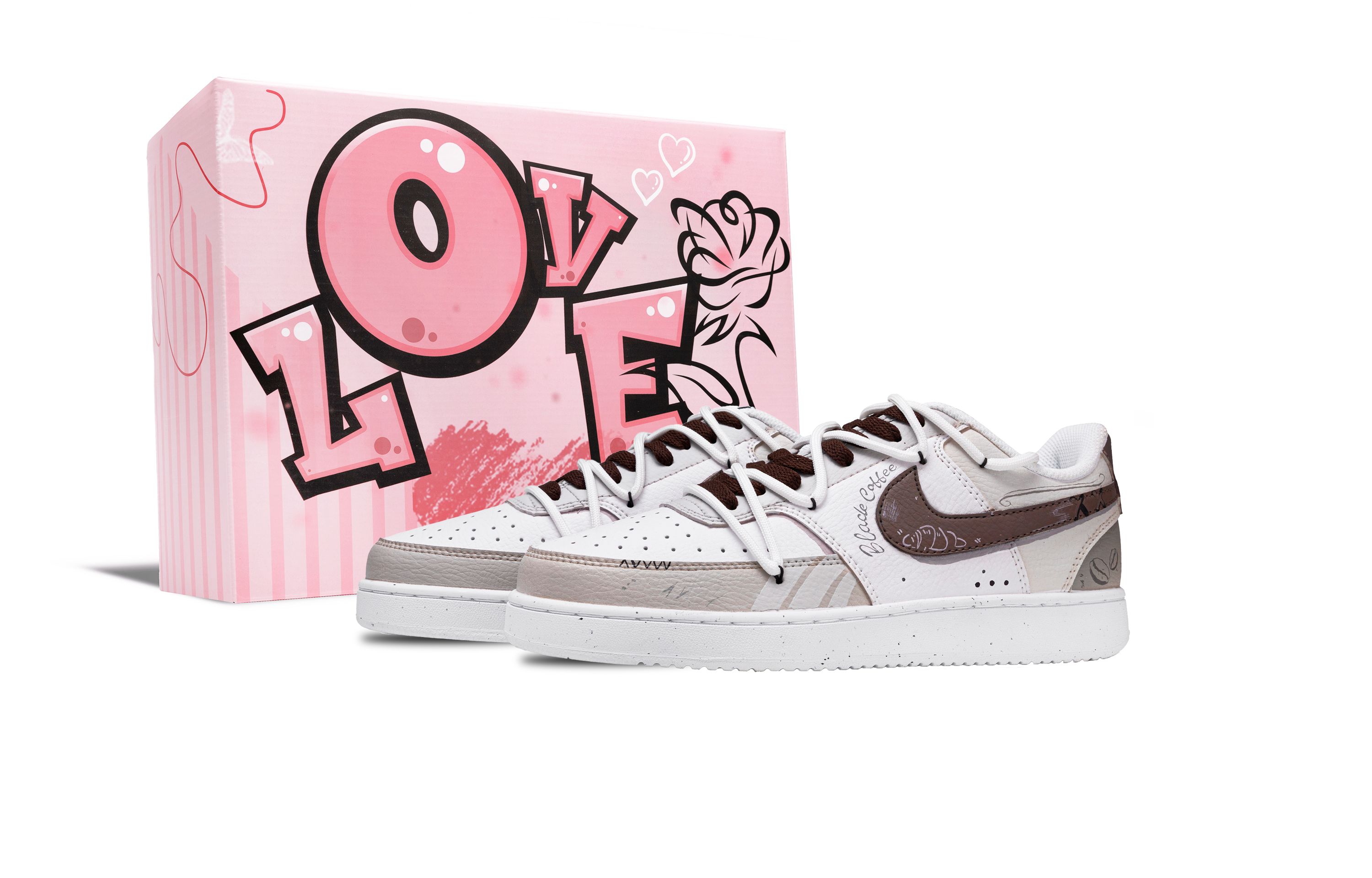

Nike Кроссовки Court Vision 1 Radiant Box с антискользящим покрытием, износостойкие, низкие, для скейтбординга, мужские, темно-коричневые