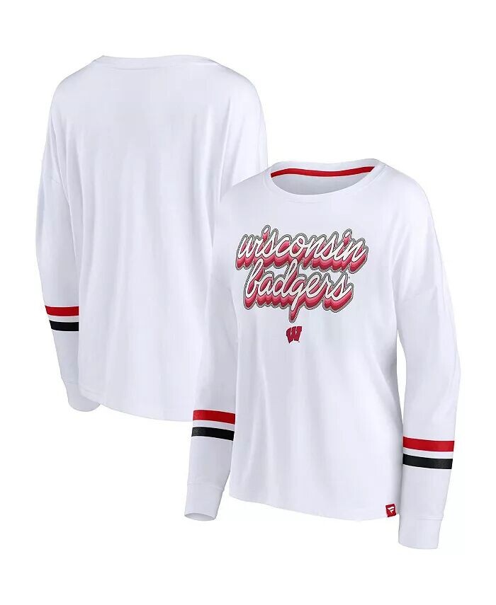 

Женская футболка в полоску с длинным рукавом White Wisconsin Badgers Retro Power Fanatics, белый