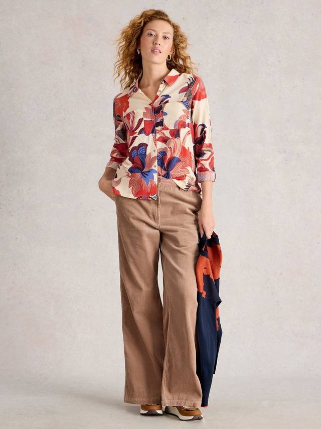 

Софи блуза с длинными рукавами и воротником из хлопковой смеси с цветочным принтом White Stuff