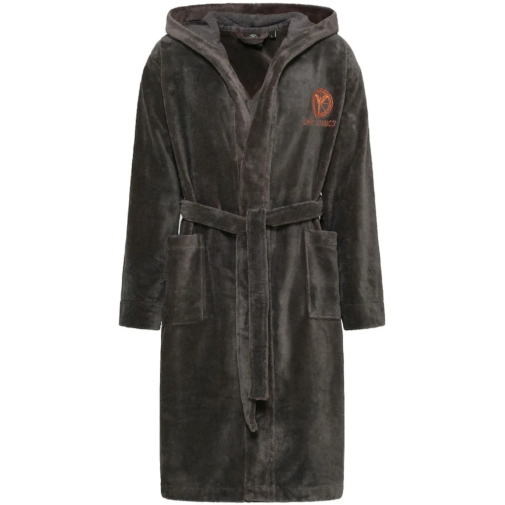 

Халат с капюшоном для мужчин из мягкого хлопка 1 шт., MADE IN GREEN по стандарту OEKO-TEX Carlo Colucci, антрацит