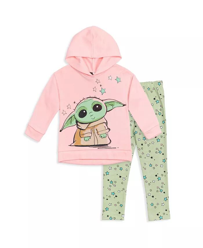 

Комплект одежды для девочек из флиса с капюшоном и леггинсами «Звездные войны» с изображением малыша Йоды Starwars, мультиколор