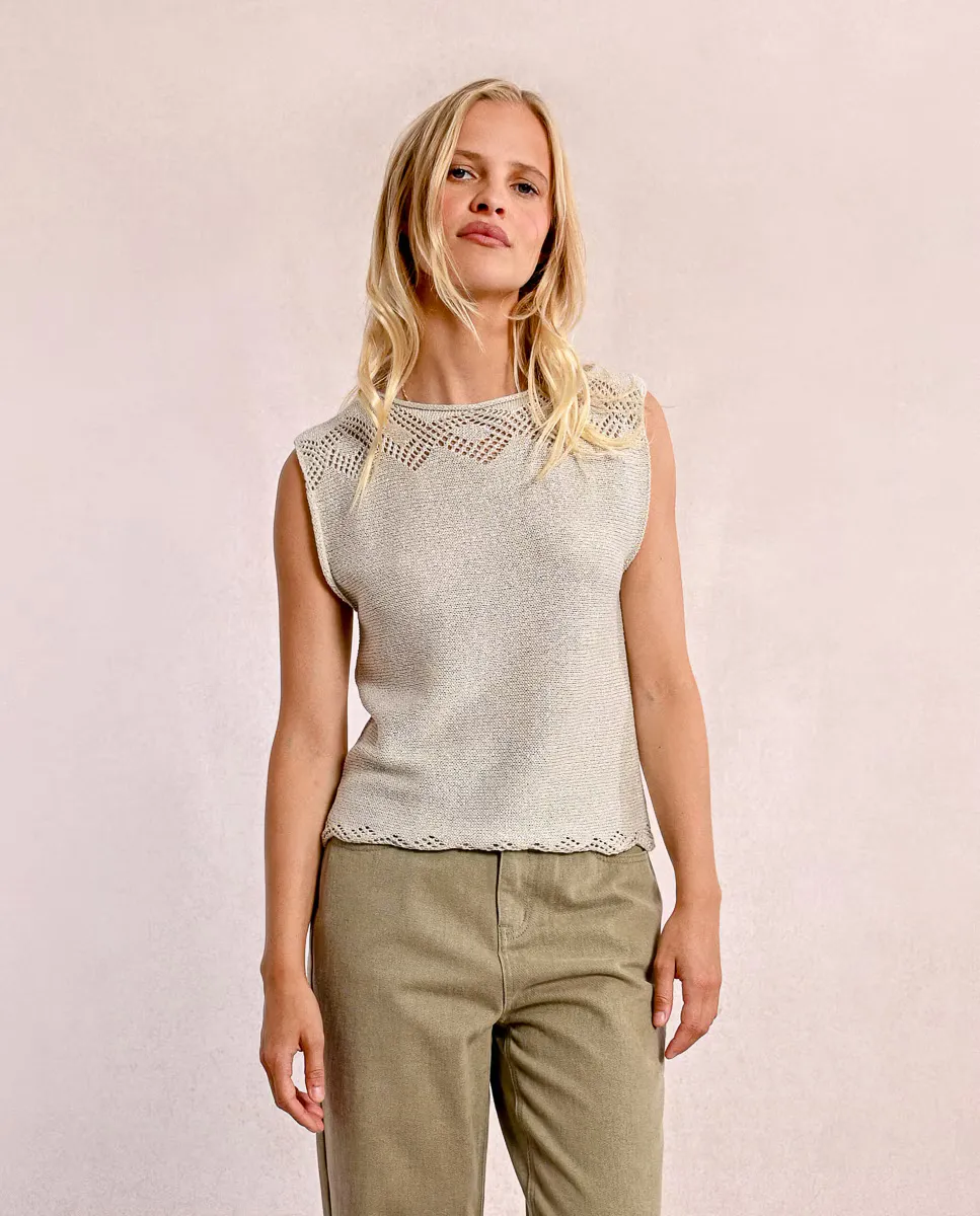

Женский свитер без рукавов с ажурными деталями Molly Bracken, цвет Crudo