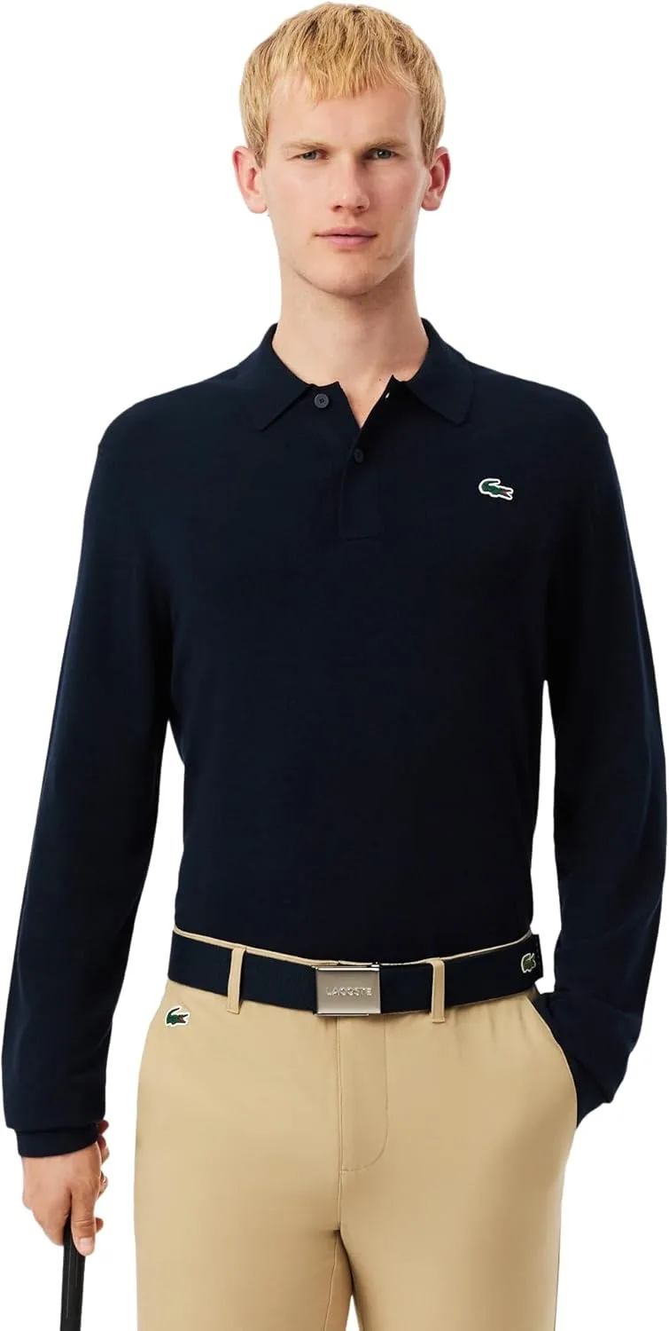 Lacoste мужской поло свитер с воротником для гольфа, синий — фото 2