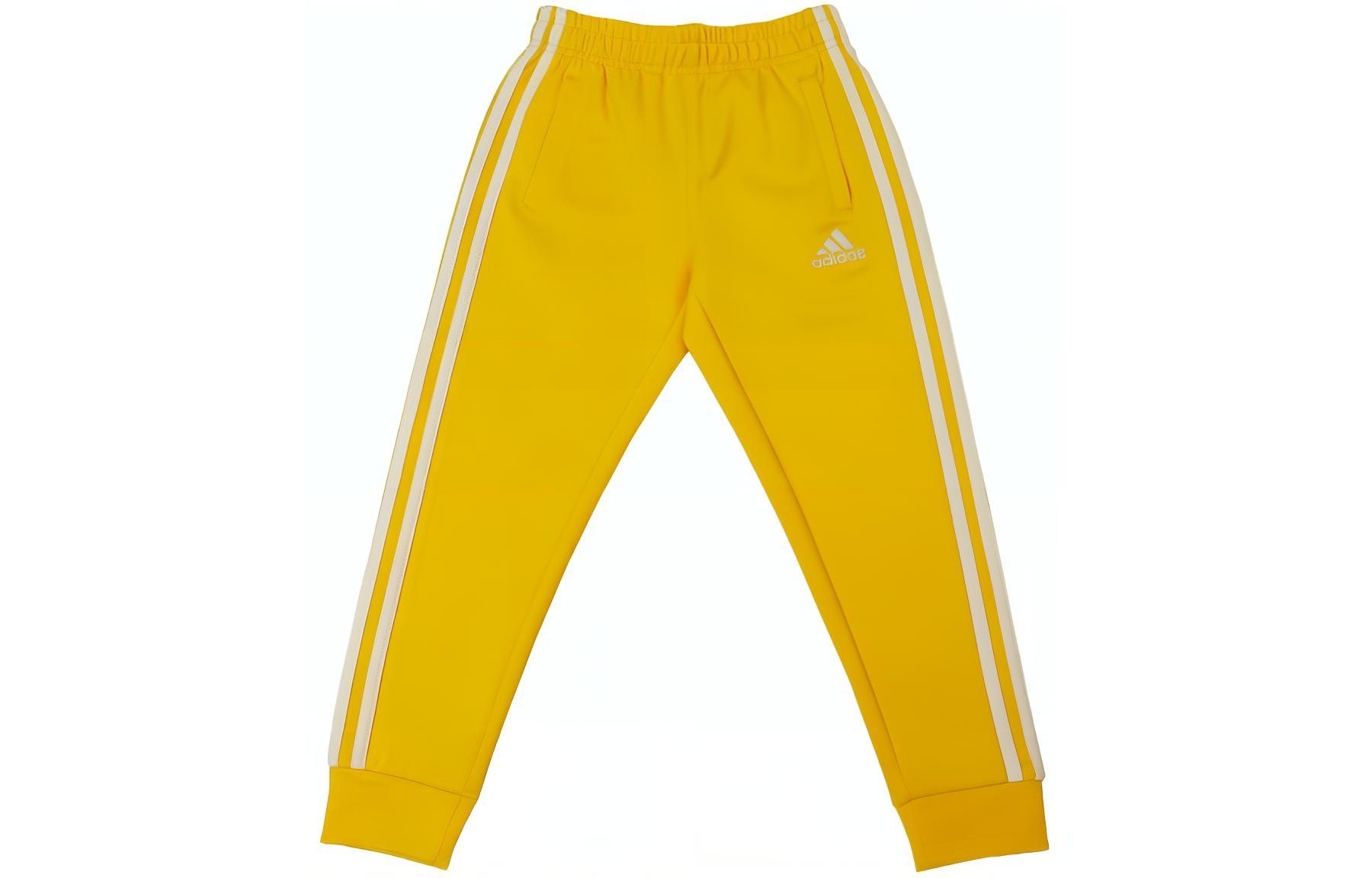 Детские вязаные спортивные штаны желто-белые Adidas — фото 2