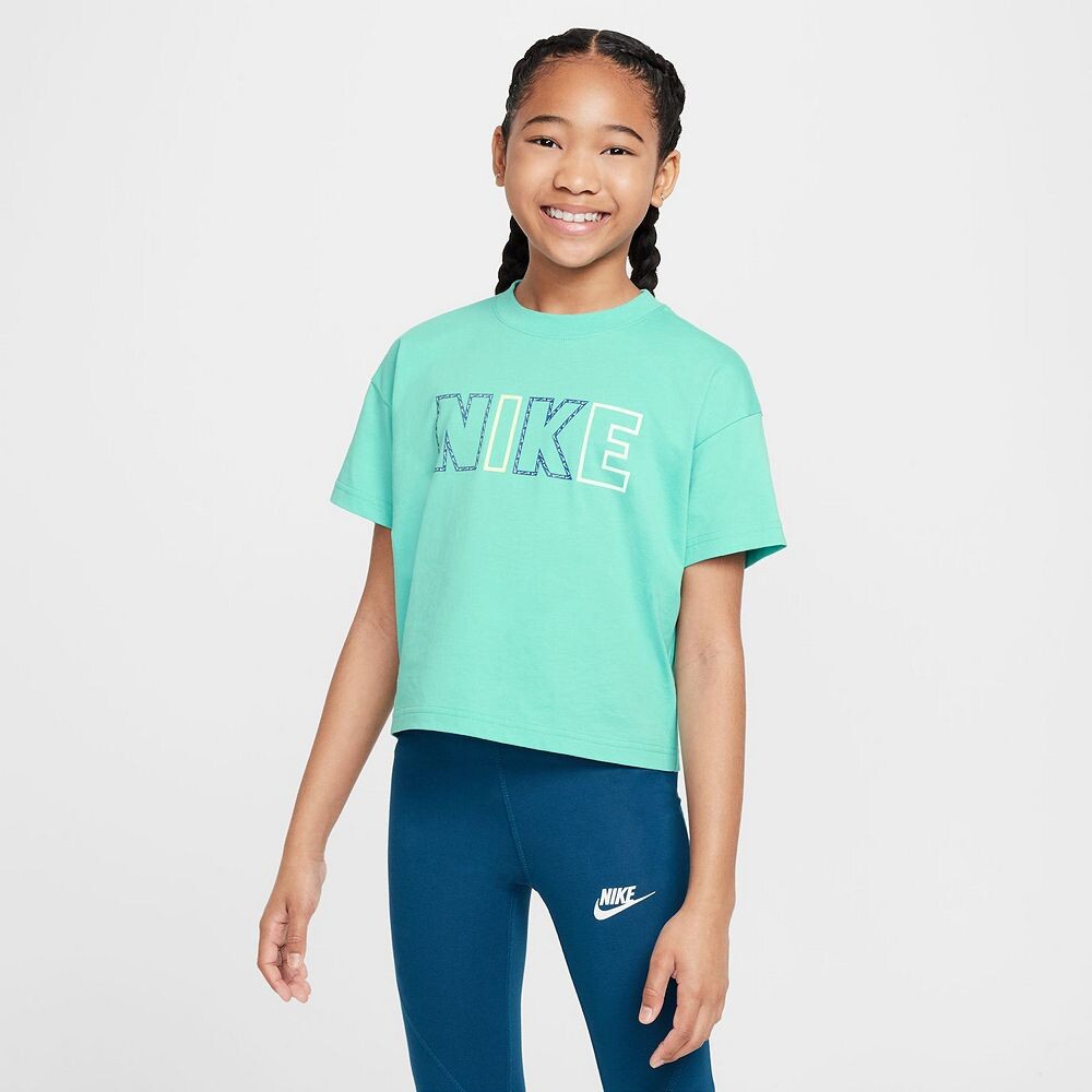 

Футболка Nike Swoosh Outline с графическим рисунком для девочек 7–16 лет, зеленый