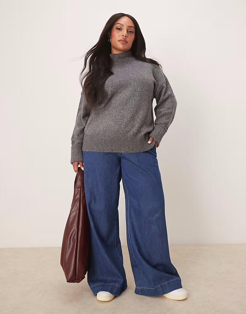 

Мягкие широкие джинсы ASOS DESIGN Curve с чистой передней частью после полоскания ASOS Curve