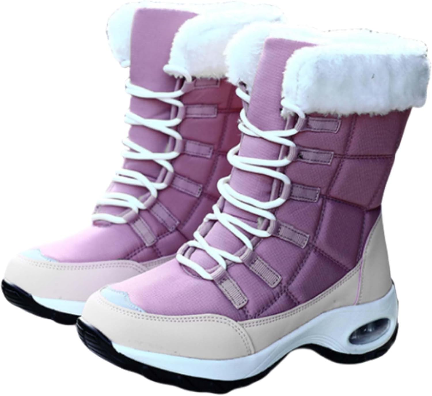 

Мужские и женские зимние снегоступы, водонепроницаемые, с теплой флисовой подкладкой, зимние походные ботинки до щиколотки, противоскользящие, подходят для холодной погоды, прогулок, работы и спорта Generic, розовый