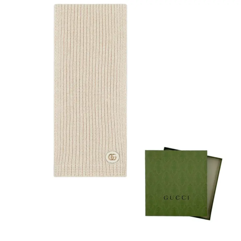 

GUCCI Шерстяной шарф с косой вязкой, Beige