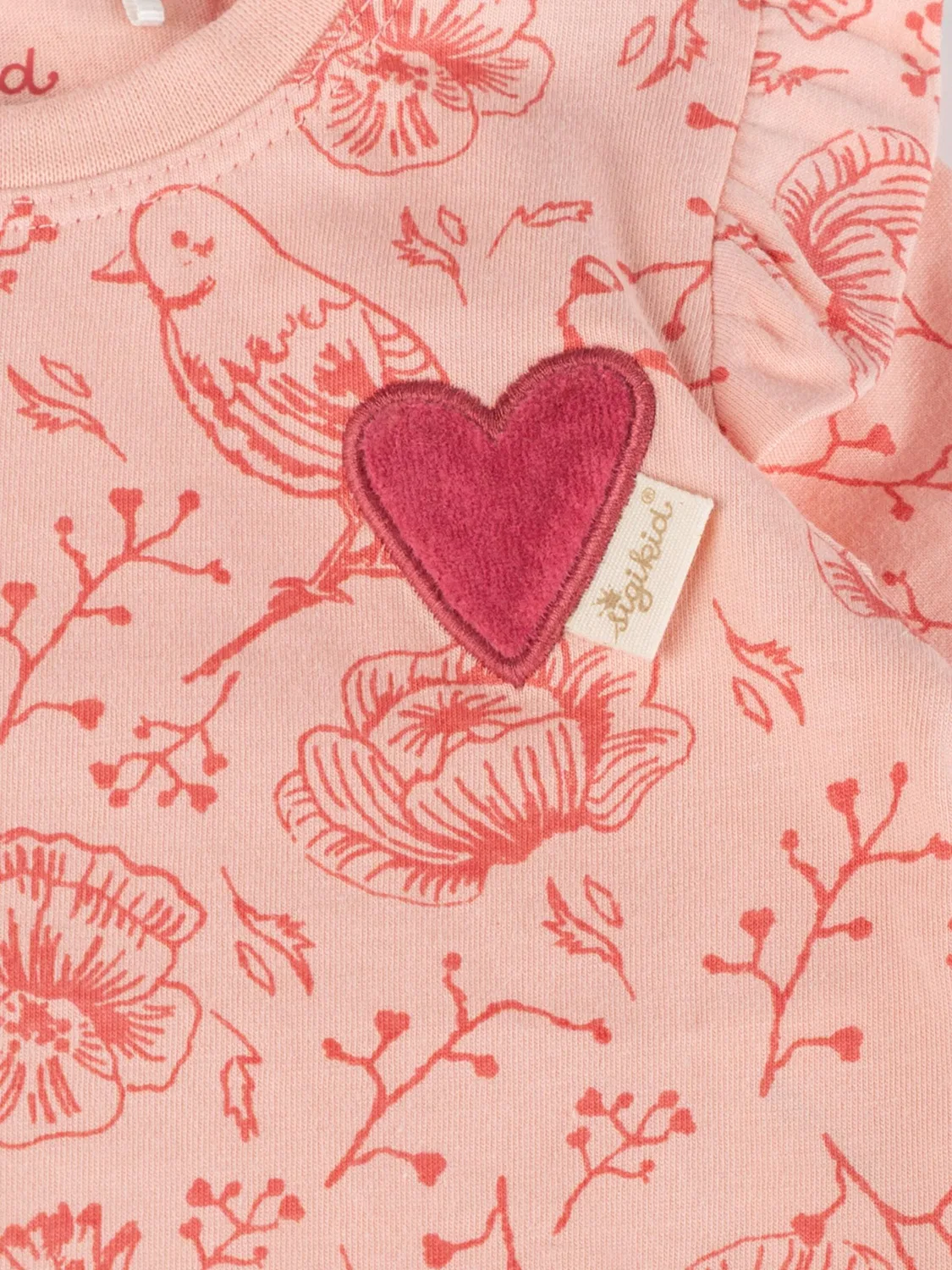 Рубашка Sigikid Longshirt Pink Birds светло-розового цвета — фото 4