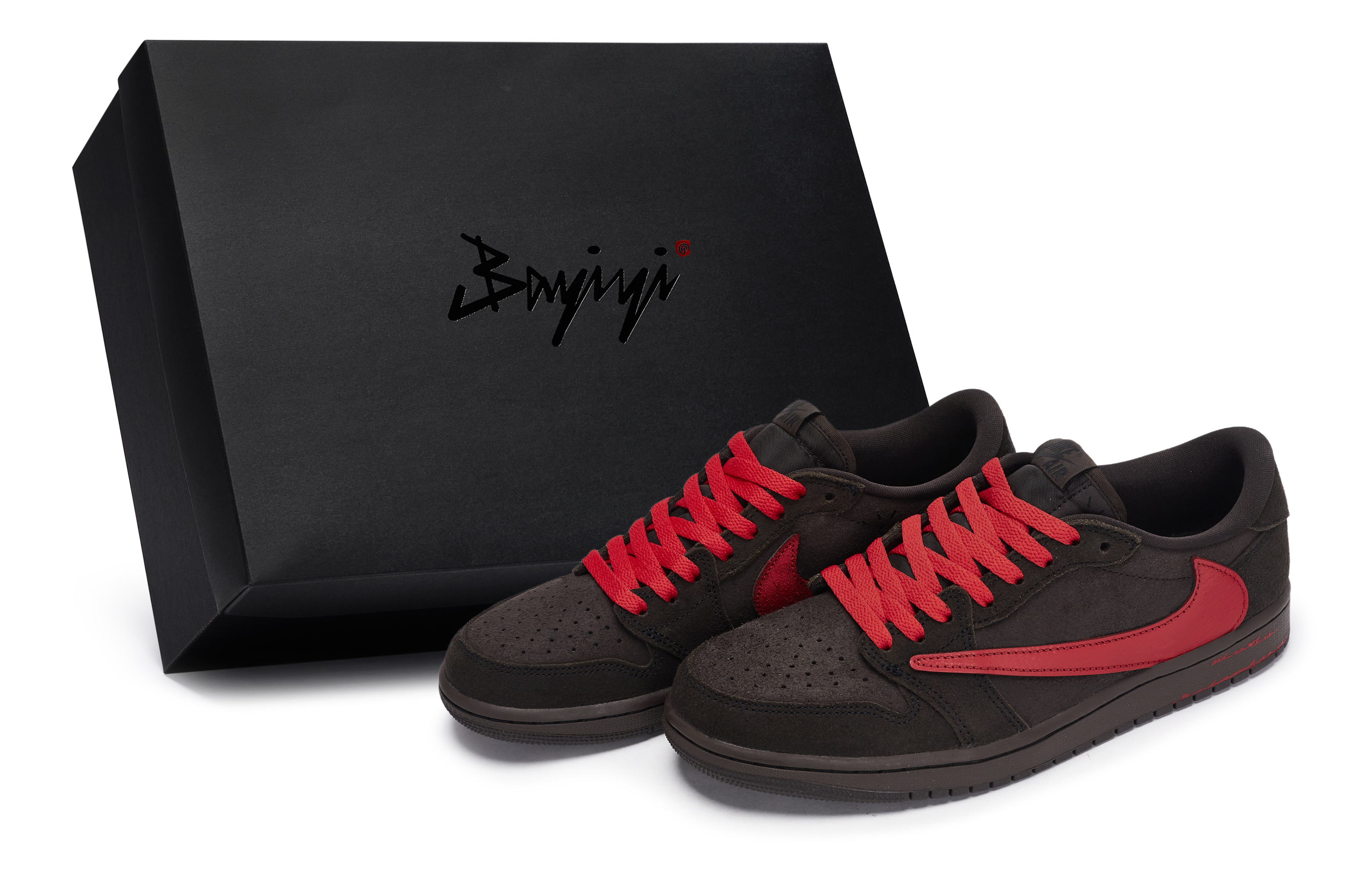 Jordan Баскетбольные кроссовки Travis Scott x Air 1 Durable Breathable Low-Top Vintage, красные, унисекс