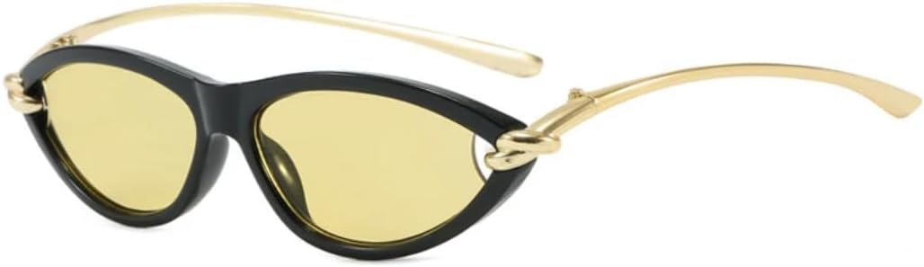 

Популярные модные солнцезащитные очки «кошачий глаз» конфетных цветов для женщин, овальные, с полой оправой, защита от УФ-излучения UV400 для мужчин UATXTAU, Black Yellow