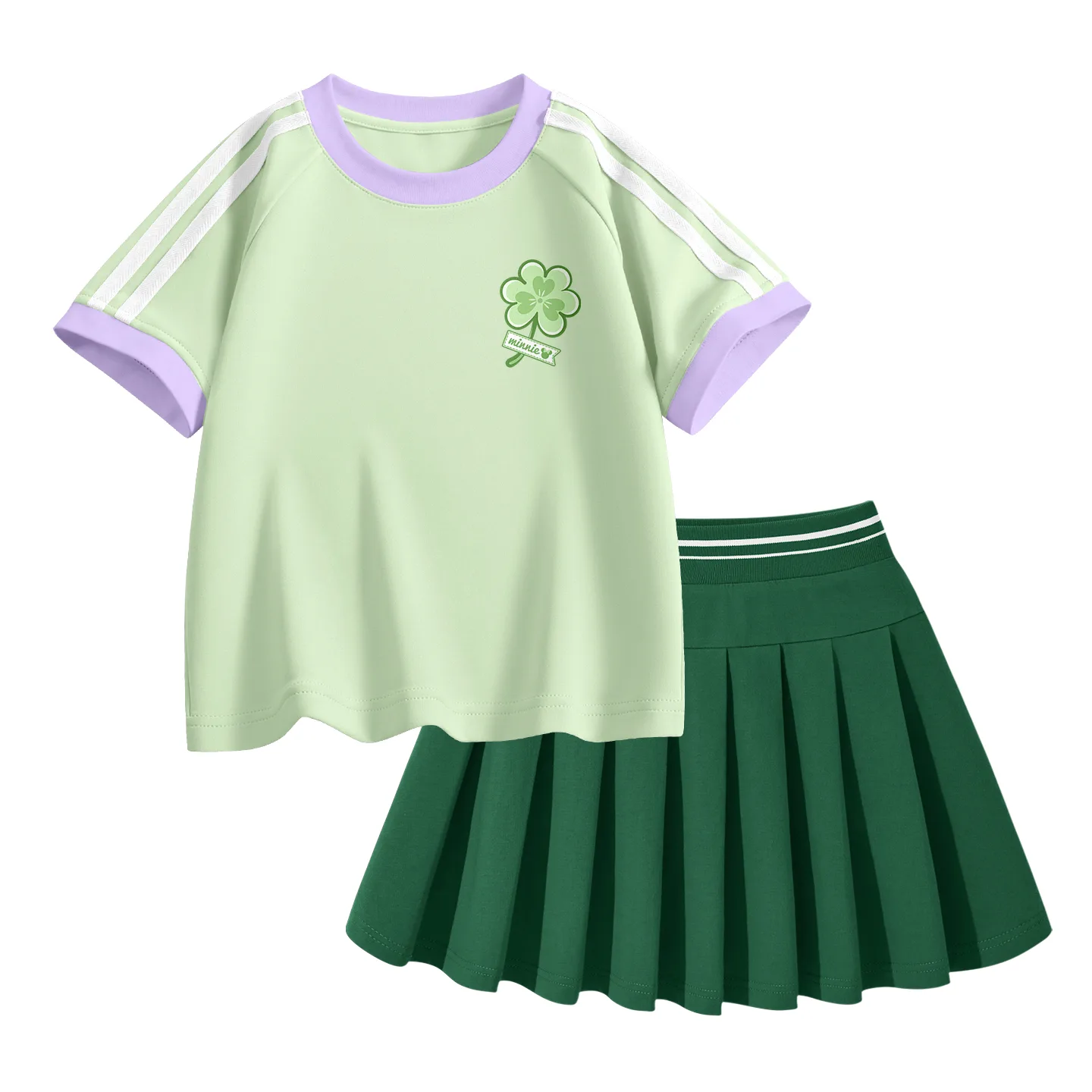 Детская спортивная футболка с круглым вырезом Disney, Di San Ye K Milk Green+Solid Color Jade Green