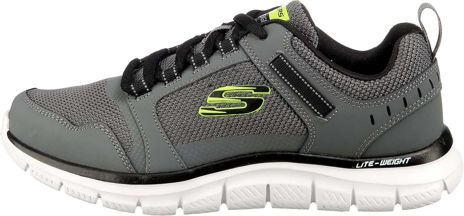 Мужские кроссовки Skechers Burns 52635-bbk, Charcoal Leather Mesh Black Synthetic Trim — фото 2