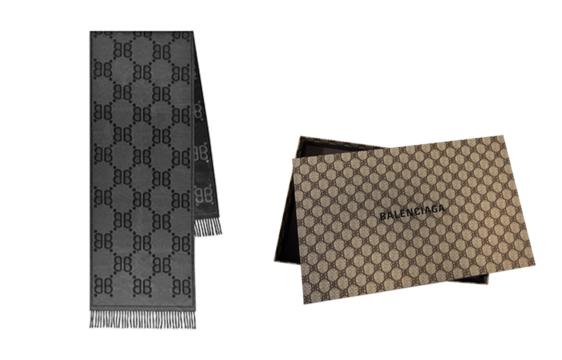 GUCCI X The Hacker Project Футболка с логотипом Balenciaga, черный/темно-серый (в коробке) — фото 2