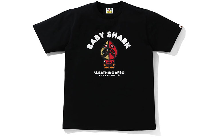 

Футболка Bape Baby Milo Shark College A BATHING APE, черно-синяя