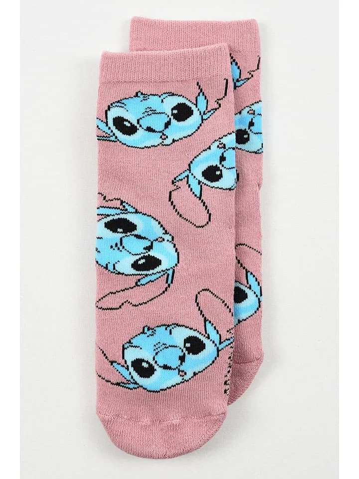 Носки с принтом Lilo & Stitch, розовый, бирюзовый