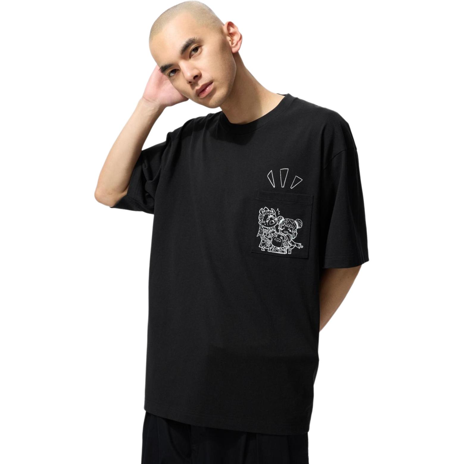 UNIQLO Футболка WANGZHERONGYAO LIANMINGKUAN Glory Of Kings совместная модель SS25 унисекс черная — фото 3