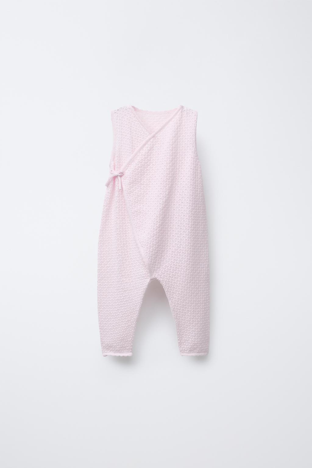 

Длинный ажурный комбинезон ZARA, цвет Pale pink