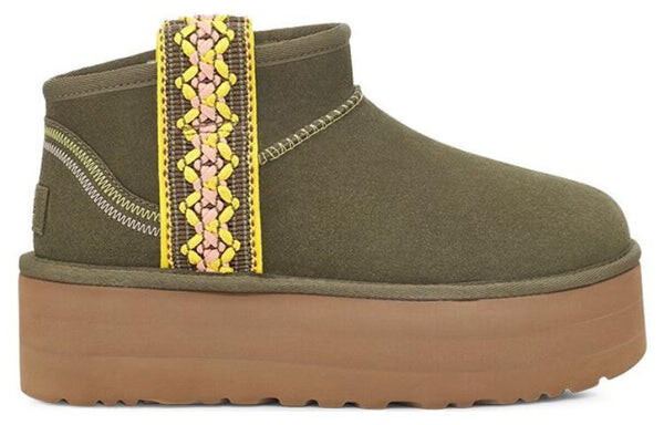 Кроссовки классические ультра мини плетеные plat Ugg, зеленый — фото 3