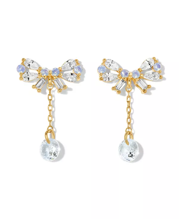 

Миниатюрные серьги-капли с бантиками из кристаллов Girls Crew, gold