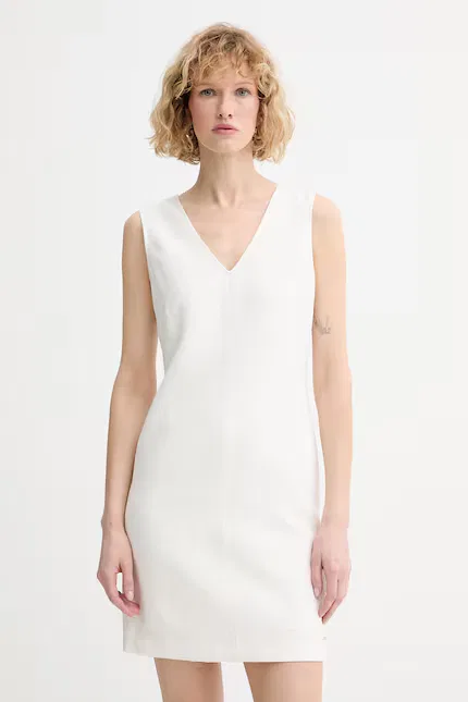 Платье мини из вискозы Calvin Klein, бежевый