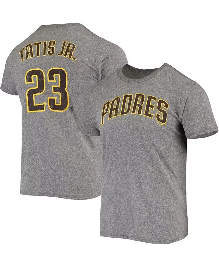 

Мужская футболка Fernando Tatis Jr. Heathered Grey San Diego Padres с именем и номером Tri-Blend Majestic
