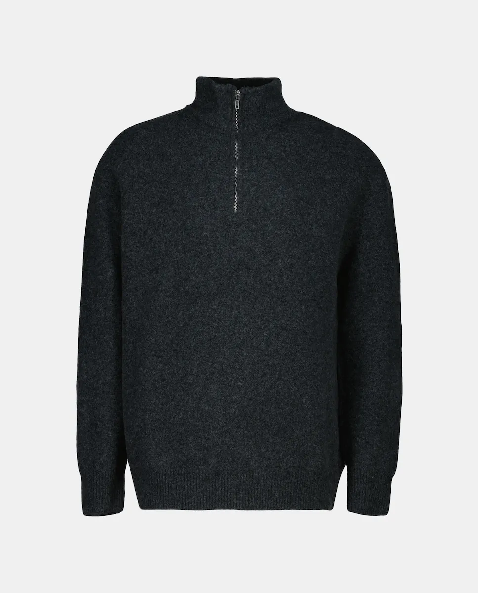 

Мужской джемпер с полузастежкой на молнию, высокого качества, из смеси шерсти с мягкой отделкой Green Coast, светло-серый