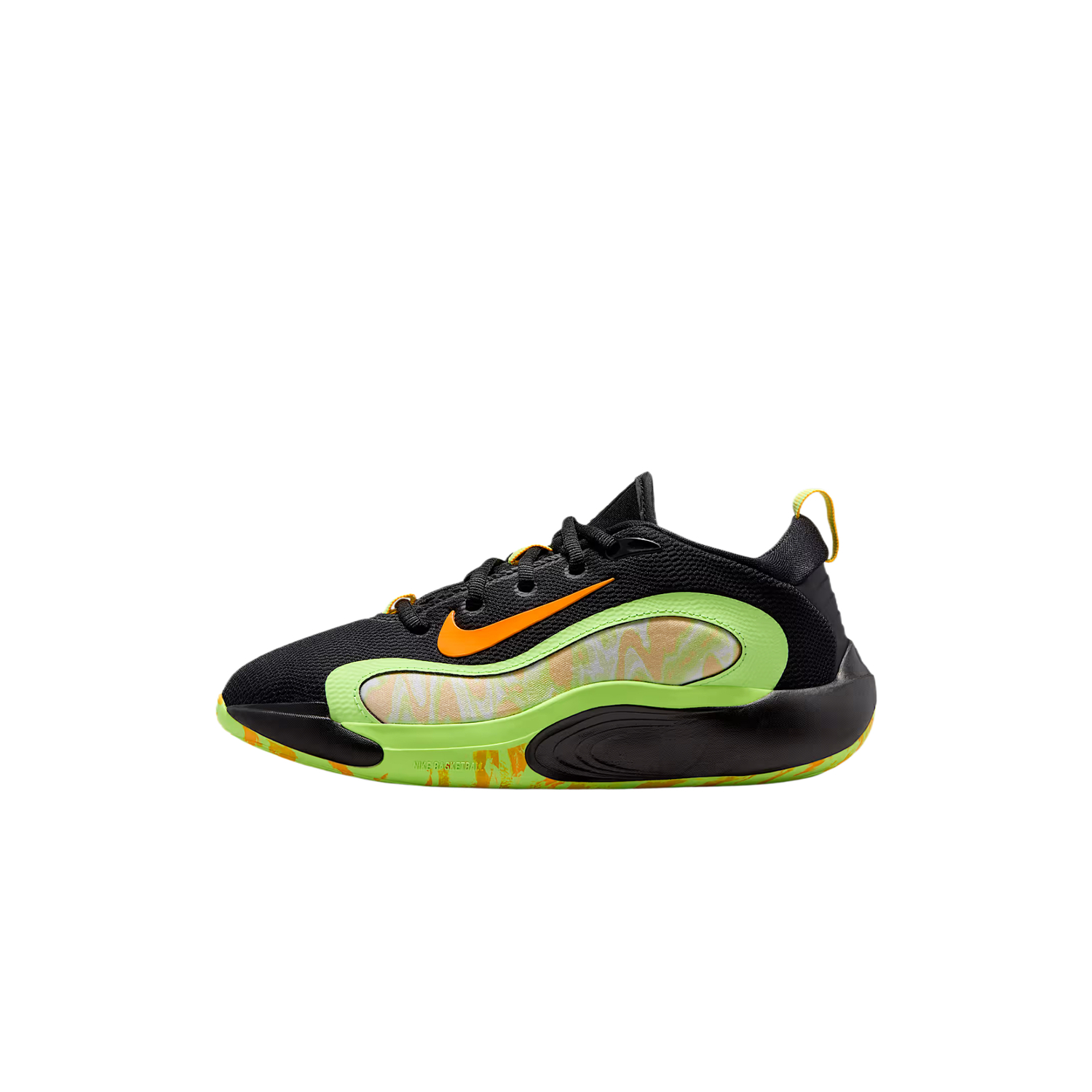 ISOFLY Rebound And Breathable Low top Детские баскетбольные кроссовки Unisex Nike, черный/explosion зеленый желтый/laser оранжевый