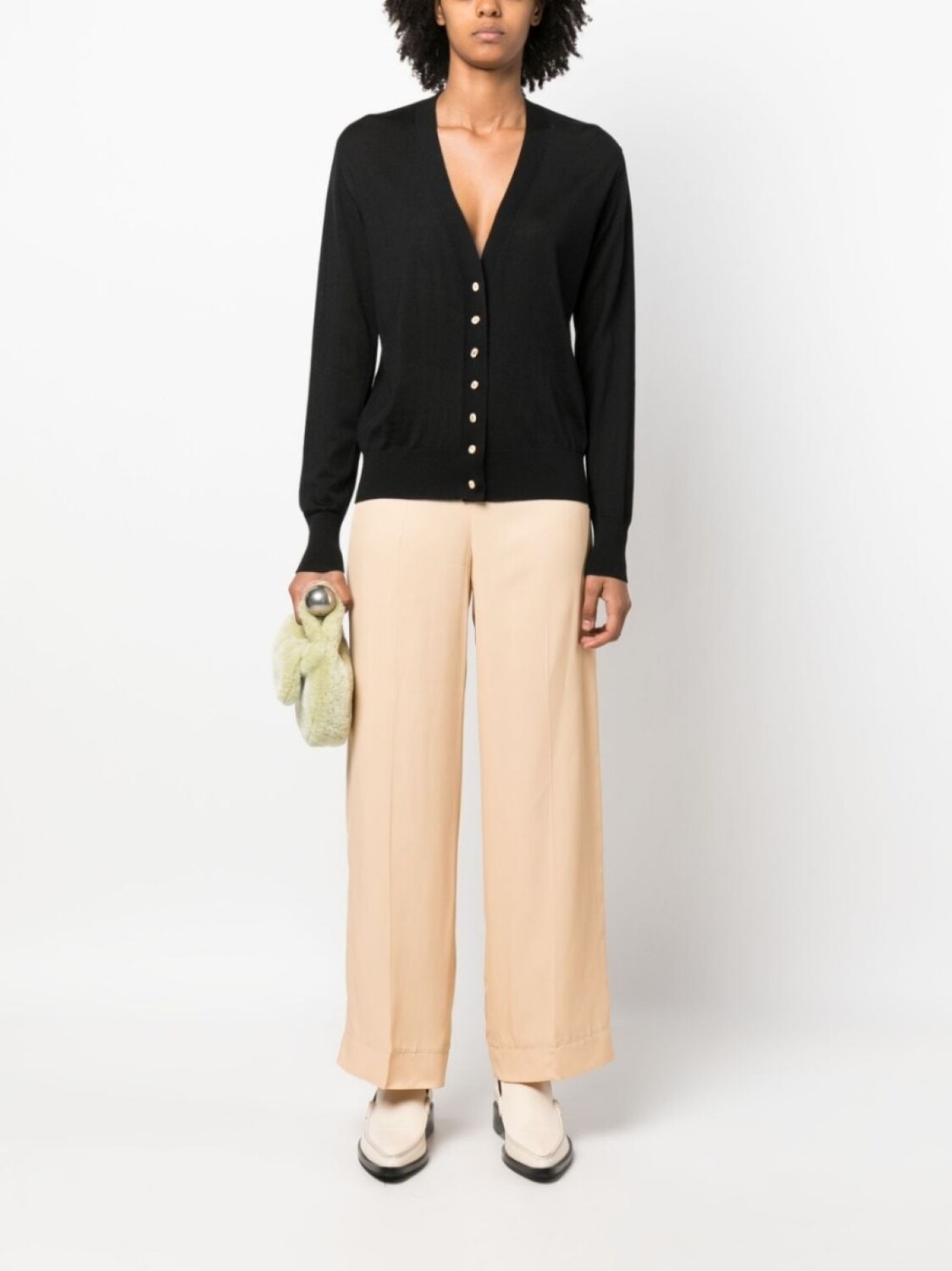 Jil Sander широкие брюки с завышенной талией, нейтральный цвет — фото 2