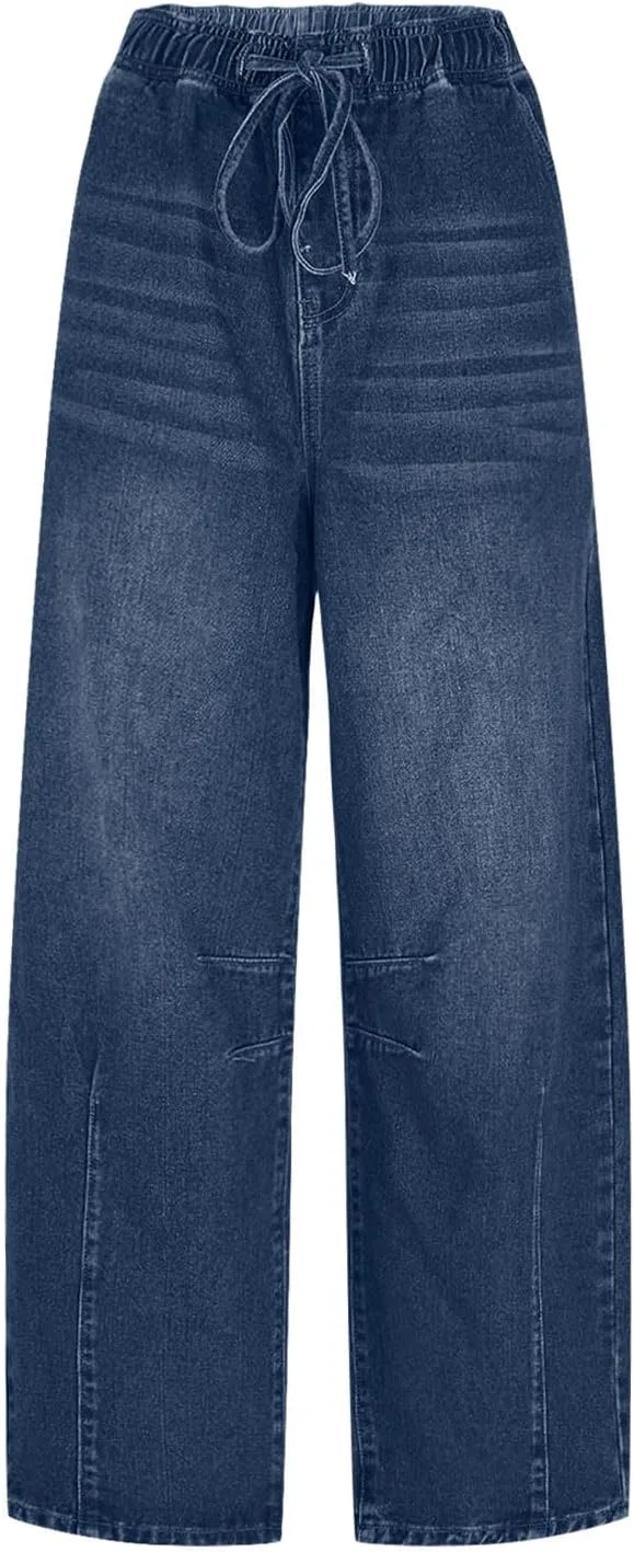 

Ruziyoog джинсы Wide Leg для женщин High Waisted с Drawstring
