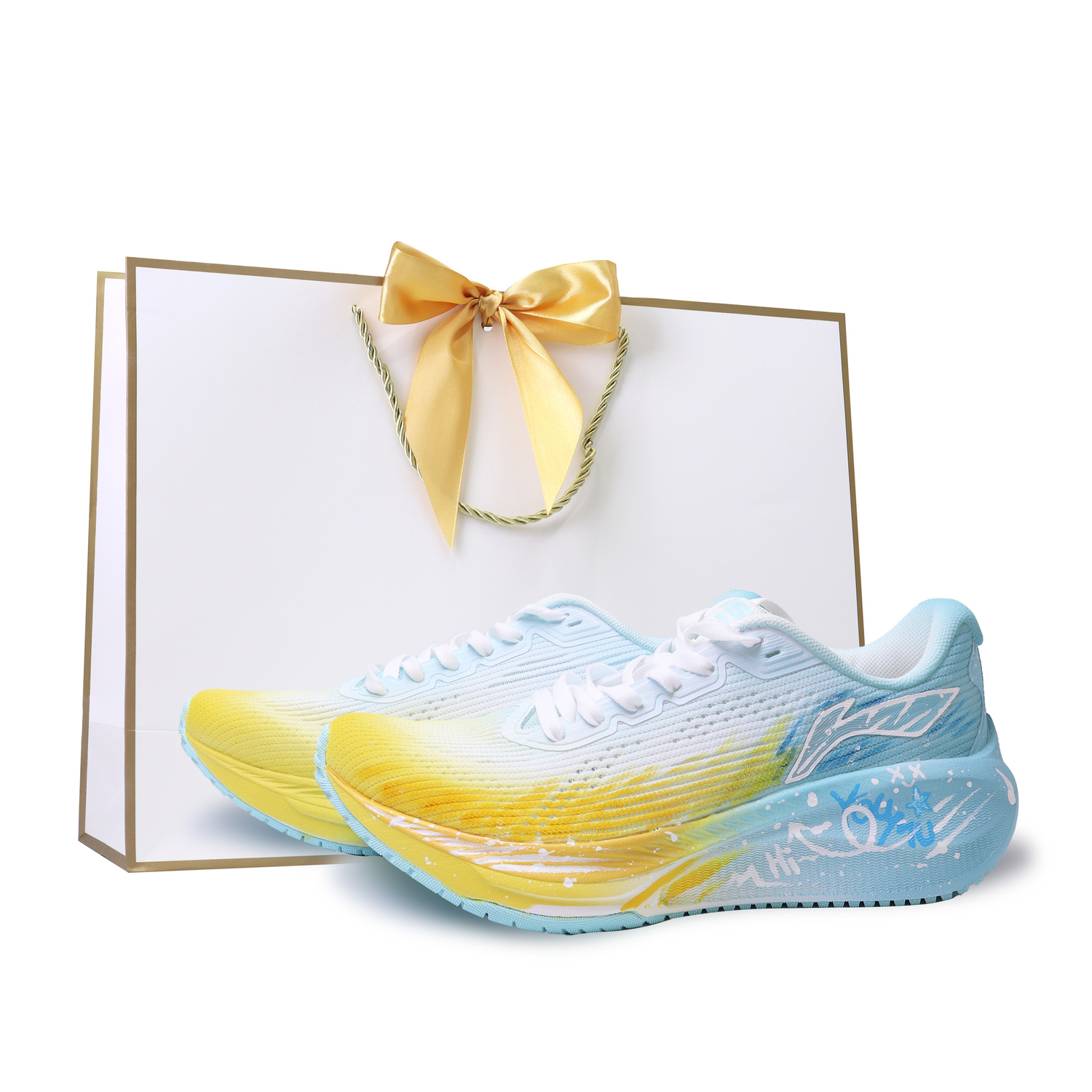 

Li-Ning Version 20 кроссовки повседневные для бега с амортизацией, дышащие, нескользящие, низкие, резина, EVA, unisex, желтый синий