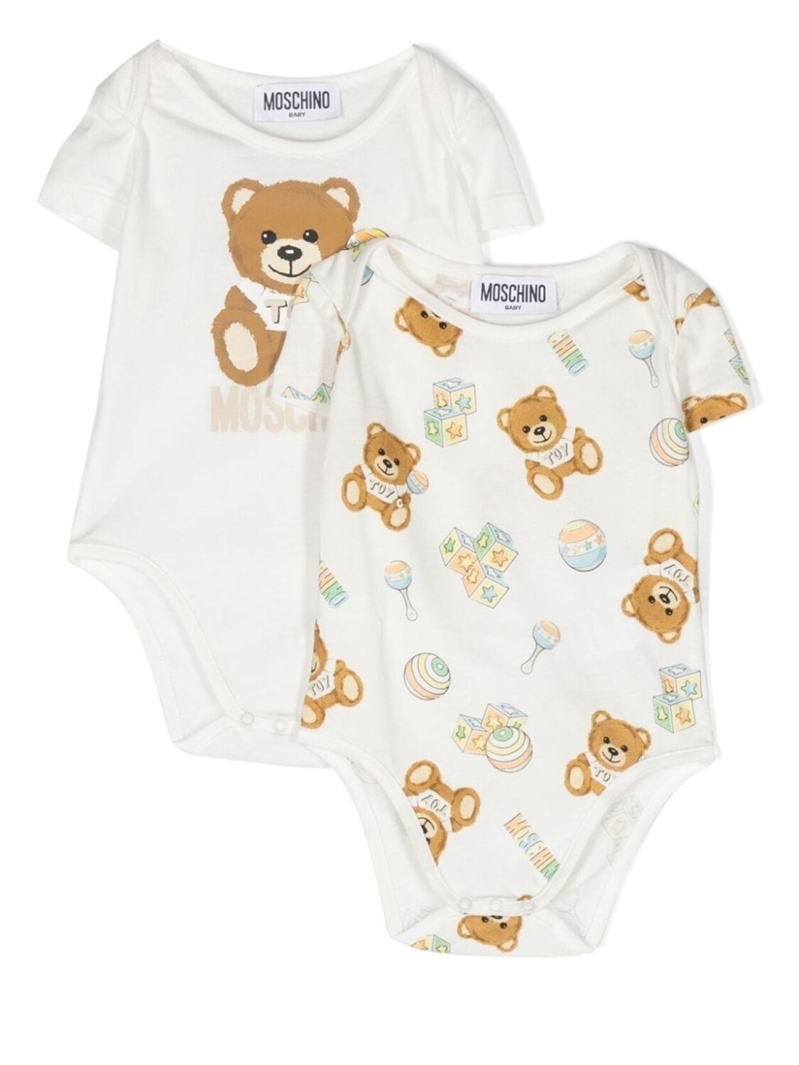 Moschino Kids комплект из двух боди с короткими рукавами, белый — фото 2