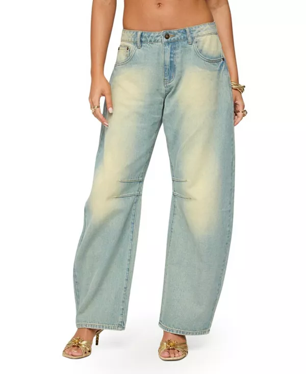 

Джинсы Cayden с низкой посадкой из выстиранного денима. Edikted, синий