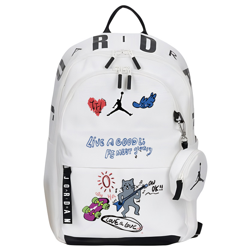 

Jordan Полиэстеровый рюкзак обычный унисекс белый, Rock cats