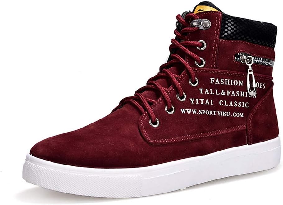 

Мужские высокие кеды tazimall, повседневные скейт-шуз, обувь на шнуровке для ходьбы, красный