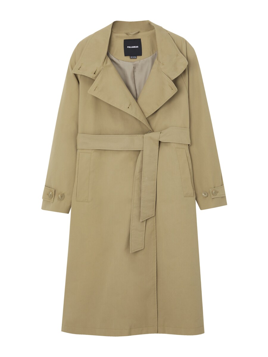 

Тренч Pull&Bear Between-Seasons Coat, оливковый