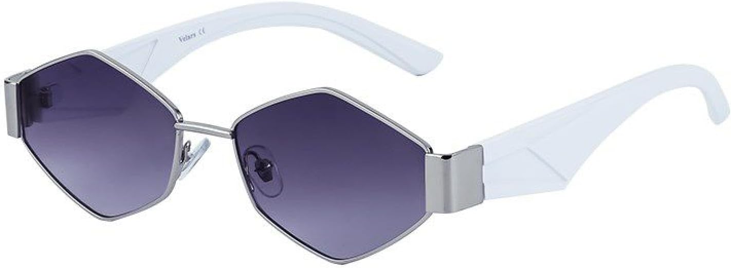 

Модные шестиугольные солнцезащитные очки для женщин, роскошные уникальные многоугольные очки для мужчин, винтажные очки в маленькой оправе TVTBBVV, C4 White Silver Gray