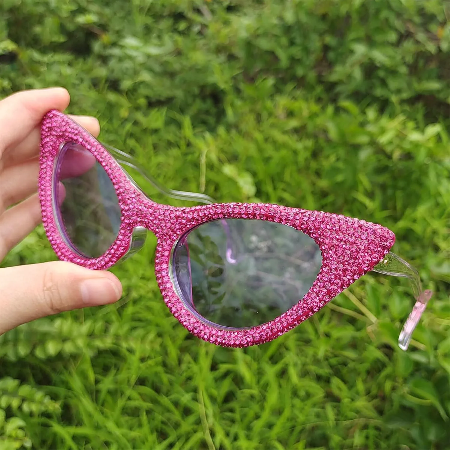 

COTIA Модные солнцезащитные очки «кошачий глаз» с бриллиантами, милые женские солнцезащитные очки с блестящими стразами и разноцветными кристаллами, Purple