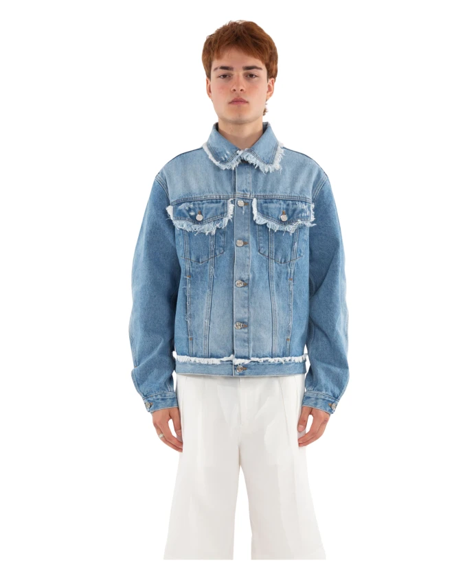 

Потертая джинсовая куртка в стиле родео с бахромой Sãfr, синий