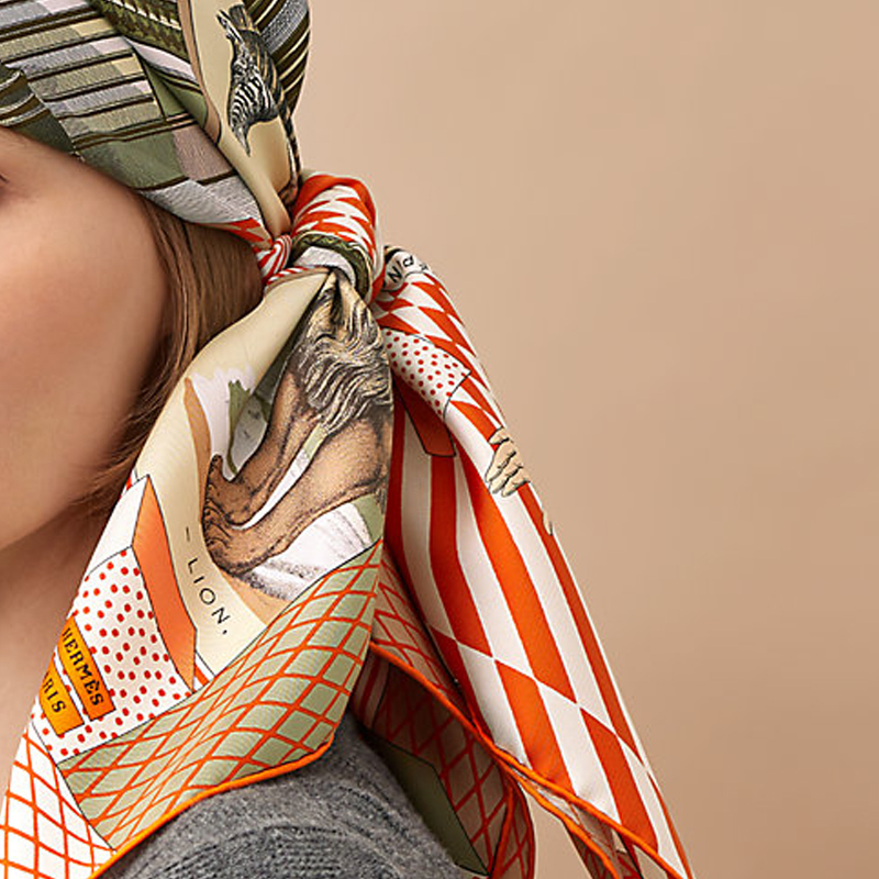 HERMES Шелковые шарфы для женщин, цвет Orange Khaki — фото 2