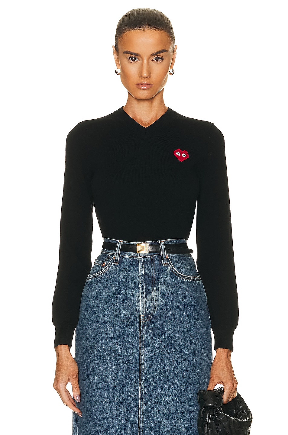 

Пуловер Invader с V-образным вырезом COMME des GARCONS PLAY, черный