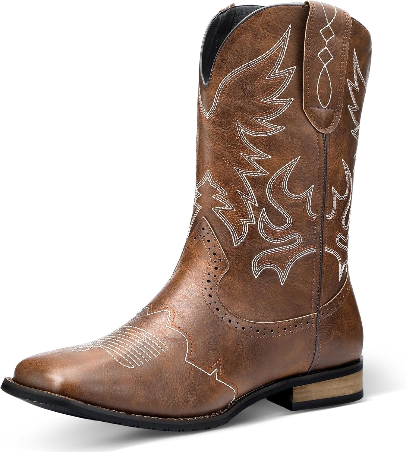 

Ковбойские сапоги Cozypower для мужчин, западные сапоги с квадратным носком и вышивкой, для взрослого западного костюма, коричневый