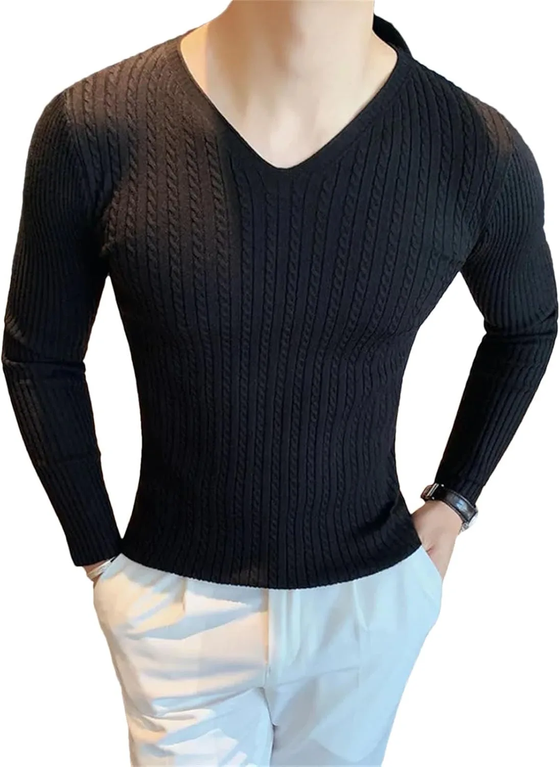 

Мужской зимний свитер V-образного выреза